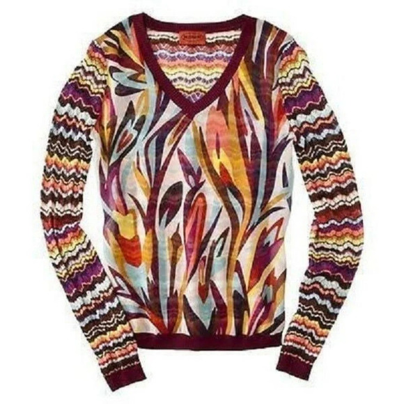 MISSONI for TARGET Printed Chiffon Front Chevron Knit Sweater - Picture 4 of 6